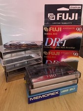 Cassette Lot Of 5 Empty Cases Plus 6 - 90 Minute FUJI/ Memorex/ Maxell Cassettes