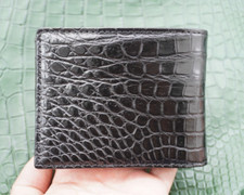 Black Genuine Crocodile Belly Leather Skin MEN'S BIFOLD Wallet C31