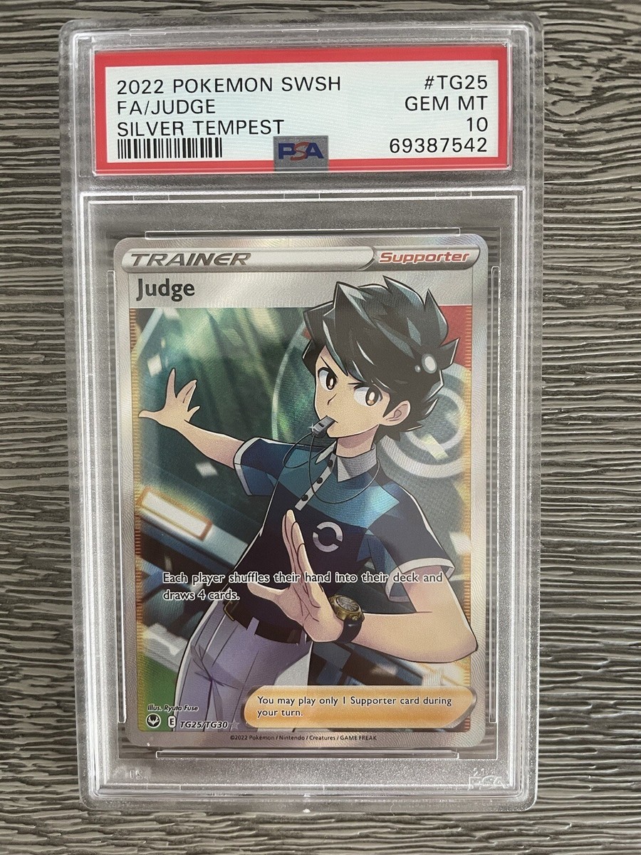 PSA 10 Gem Mint Pokemon Silver Tempest Judge Full Art TG25 PSA 10 Gem Mint Pokemon Silver Tempest Judge Full Art TG25