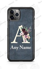 Funda con monograma inicial para teléfono con ramo para iPhone 11 Pro Samsung A20 LG, etc.