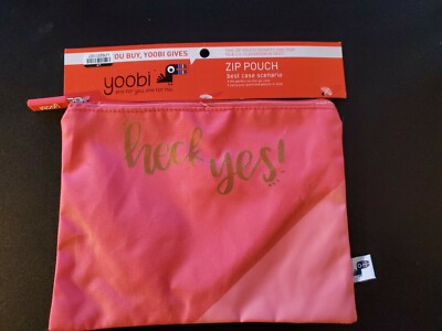 Yoobi Zip Pouch For Pens/pencils OR Cosmetics ~ Heck Yes! in Coral ~ New
