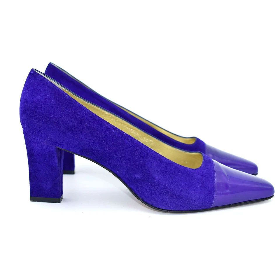 Escada Purple Suede & Patent Leather Heels sz 9.5 - Image 3 of 4