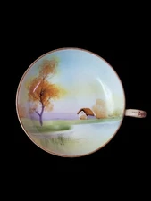 Vintage Hand Painted Noritake Nappy Dish ? Moriage details on handle