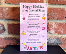 Happy Birthday Special Sister Card Large 9" x 5" Lovely Words Heart Felt Loving