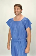 *50-Pieces* Tidi Blue Exam Gowns 30" x 42" Nonwoven Glued 980831