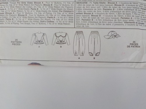 MCCALL'S PATTERN #6147 GIRLS BLOUSE PANTS HAT DOLLS CLOTHES UNCUT PRINT 1992 - Picture 11 of 12