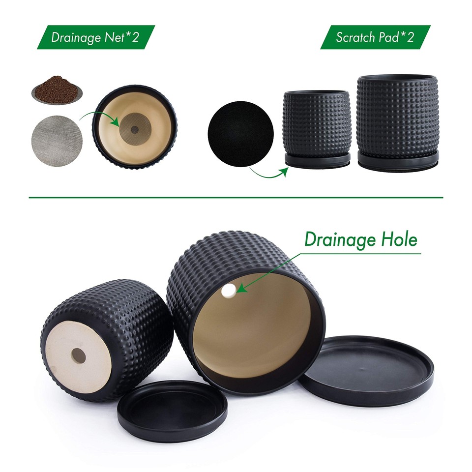 6 Inch 4 Inch Ceramic Indoor Planter Pots with Drainage Hole and Saucer