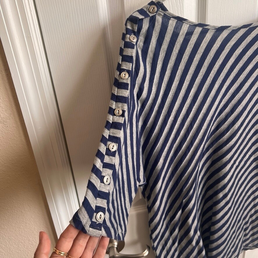 Paraphrase Diagonal Striped Top Button Sleeve Det… - image 3