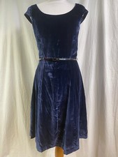 Isaac Mizrahi for Target Blue Velvet A-line Dress Cap Sleeve Knee Length Size 4