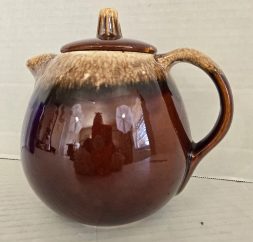 Hull Brown Drip Glaze Teapot Tea Pot Lid Oven Proof Pottery USA FREE SHIPPING