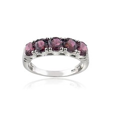 925 Sterling Silver 1.65 Ct Garnet Half Eternity Band Ring