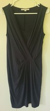 Ann Taylor Loft Sz XS Dress Dark Heather Gray Wrap Look Gather V-neck Tank EUC