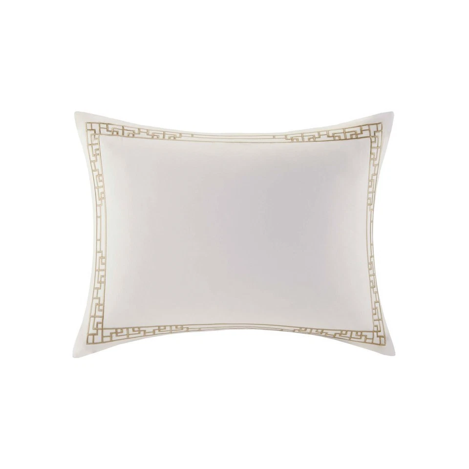 Natori Ming Fretwork Duvet Sham, King with Gold Embroidery NA11-1662