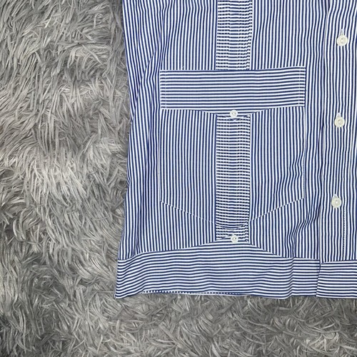 NEU Ramon Puig blau weiß gestreift Baumwollmischung Guayabera Knopf LS Hemd Small - Bild 7 von 15