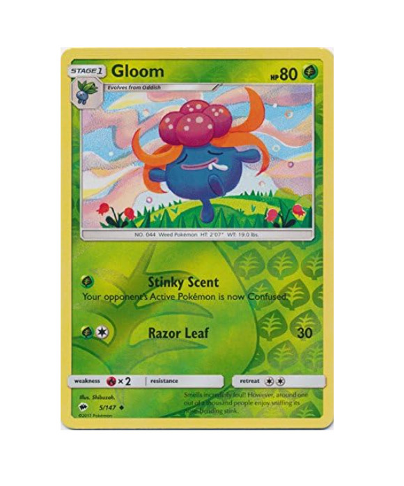 Pokemon - Gloom - 5/147 - Reverse Holo - Burning Shadows - NM/M