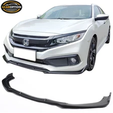 Fits 19-21 Civic Front Bumper Lip Spoiler Splitter IKON V4 Style Matte Black