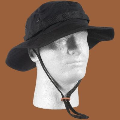 Black Boonie Hat Type II Ripstop 50/50 NYCO USA Made Military Spec