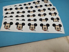 Lot 30 VTG Mickey Mouse Stickers Classic Disney Round Face FIGURE Stickers Strip