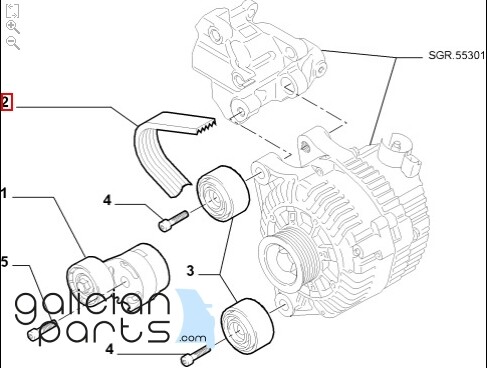 9654114480 Correa auxiliar Fiat Scudo /Ulysse /Lancia Phedra /Citroen Jumper /Pe - Imagen 4 de 5