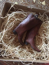 New 3D Dresden Christmas Paper Ornament Pair English Riding Boots 2 3/8" 