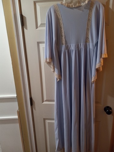 Vintage Gilead Nightgown Wide Balloon Arms Women Size Medium Long Blue Nightwear - Picture 15 of 15