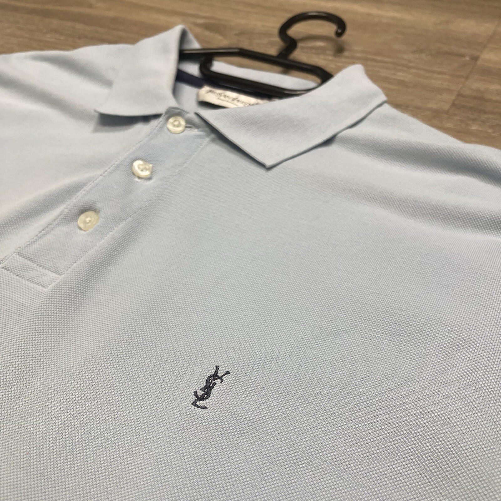 SAINT LAURENT Polo YSL blu cielo