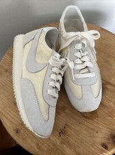 Vintage 80's Nike Sail White/Natural Nylon And Suede Shoes Womens 4 1/2 Swoosh