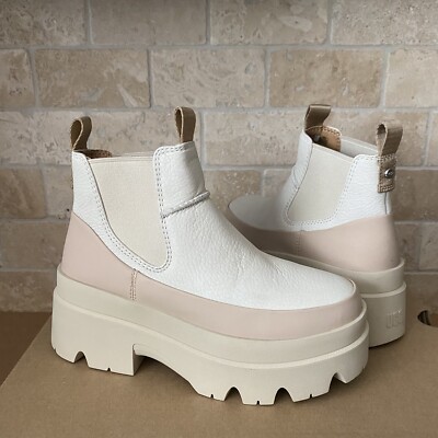 UGG BRISBANE CHELSEA SEA SALT WATERPROOF LEATHER PLATFORM BOOT