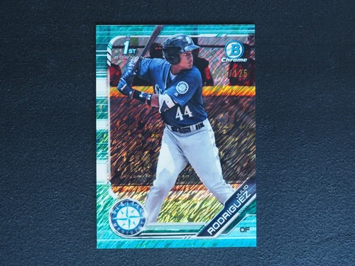 2019 1st Bowman Chrome Julio Rodriguez Aqua Shimmer Refractor #065/125 MINT