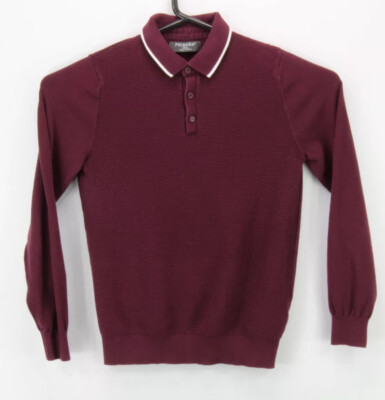 Primark Men s Collared LS Polo Shirt Size Small Purple (2385)