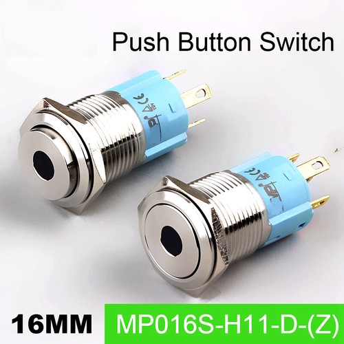 Interruttore a pulsante in metallo 16 mm testa alta punto LED IP67 mantenuto con lampada LED 3A - Foto 2 di 8