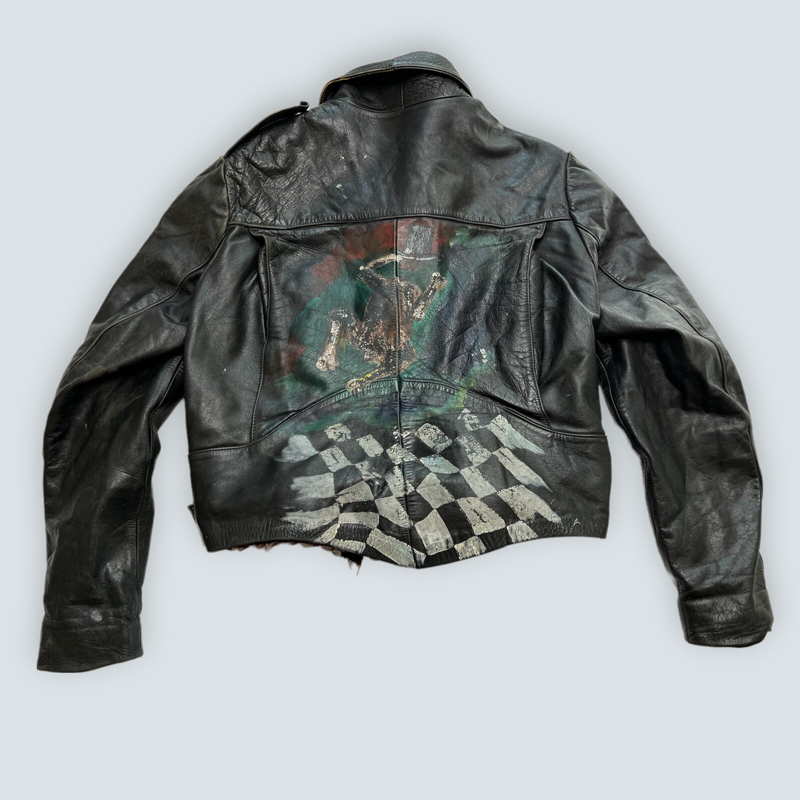 Vintage Distressed PU Leather Jacket