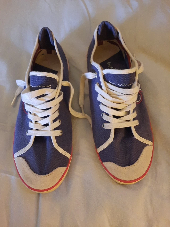 PEPE JEANS London ÚNICAS Tenis Lona Azul Con Cordones Parte Superior Baja Wm 7 M Foto 4 de 4