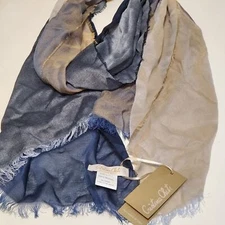 CRISTINA CHITI Colorblock Shawl wrap scarf 39"x21" lightweight Modal Made Italy