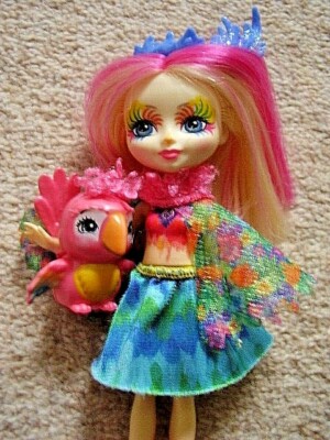 Spielzeug Enchantimals Puppe Peeki Papagei + Haustier Sheeny, Top Zustand