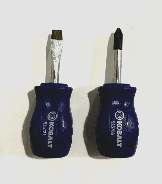 Kobalt Stubby 1.5" Screwdriver set Magnetic Tip, Flat head 1/4" , Phillips #2 - Image 2 of 3