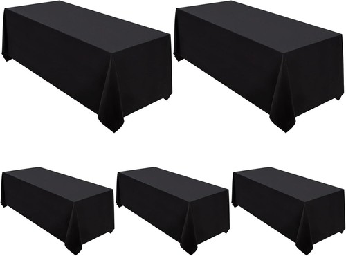 Vielseitige schwarze rechteckige Tischdecken, 5er-Pack, 90 x 132 Zoll für moderne Eleganz - Bild 3 von 9