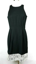 ANN TAYLOR Women's 4T - Black knit sleeveless sheath dress crochet hem details