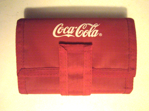 Coca Cola Vintage RED Tri-Fold Wallet. Hook And Latch. Address Book. Memo Pad