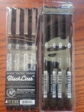 Black Liner Drawing, Sketching, Rendering Pen 4 Set Black Fine X 2 packs