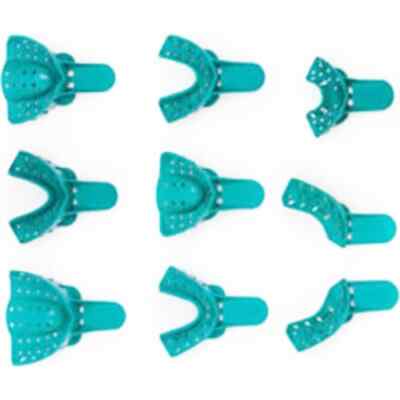Vista #3 medium teal Perforated Full-Arch Plastic Impression Trays
