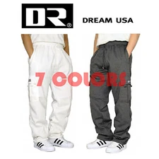DREAM USA MEN'S FLEECE CARGO SWEATPANTS HEAVYWEIGHT S-5XL 7 COLORS