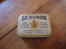 Le Huron Smoking & Chewing  Tobacco  Lemesurier QUEBEC  Canada  1920 Rare Empty