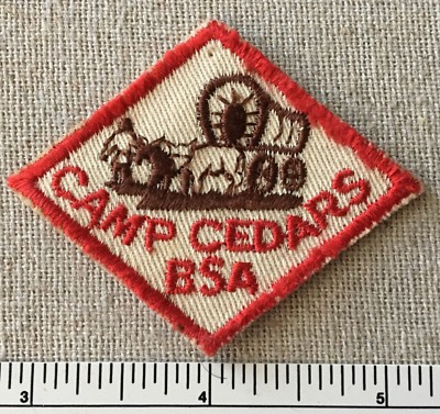 Vintage CAMP CEDARS Boy Scout Hat Diamond PATCH BSA Twill Mid America Council CE