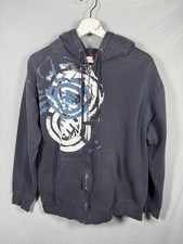 Vintage Element Hoodie Y2K Zip Up skateboarding sweatshirt mens small faded blue