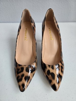 Vocosi Women's Leopard Print Patent Leather 3 1/2'' Heel Pumps NO SIZE