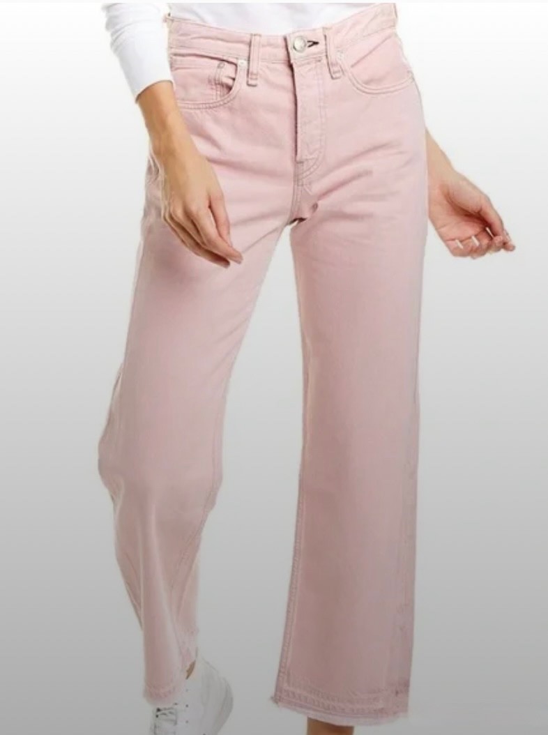 RAG & BONE Maya High Rise Ankle Straight LIGHT SHADOW PINK JEANS All Cotton 25