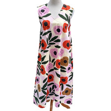 Marimekko x Uniqlo Sleeveless Dress L Floral Ruukku Design Flare Pockets Art Fun