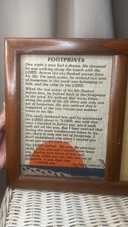 Vintage Dicksons "footprints" Cork Board Wall Hanging Decor Orange - Image 2 of 4