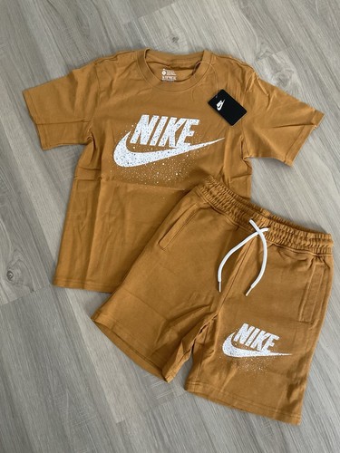 Nike 2 Piece Short Sleeve Logo Shirt & Short Sets Kids XS 1-2 NWT - BROWN